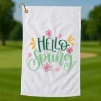 Hello Spring Flowers Golf Towel thumb 1