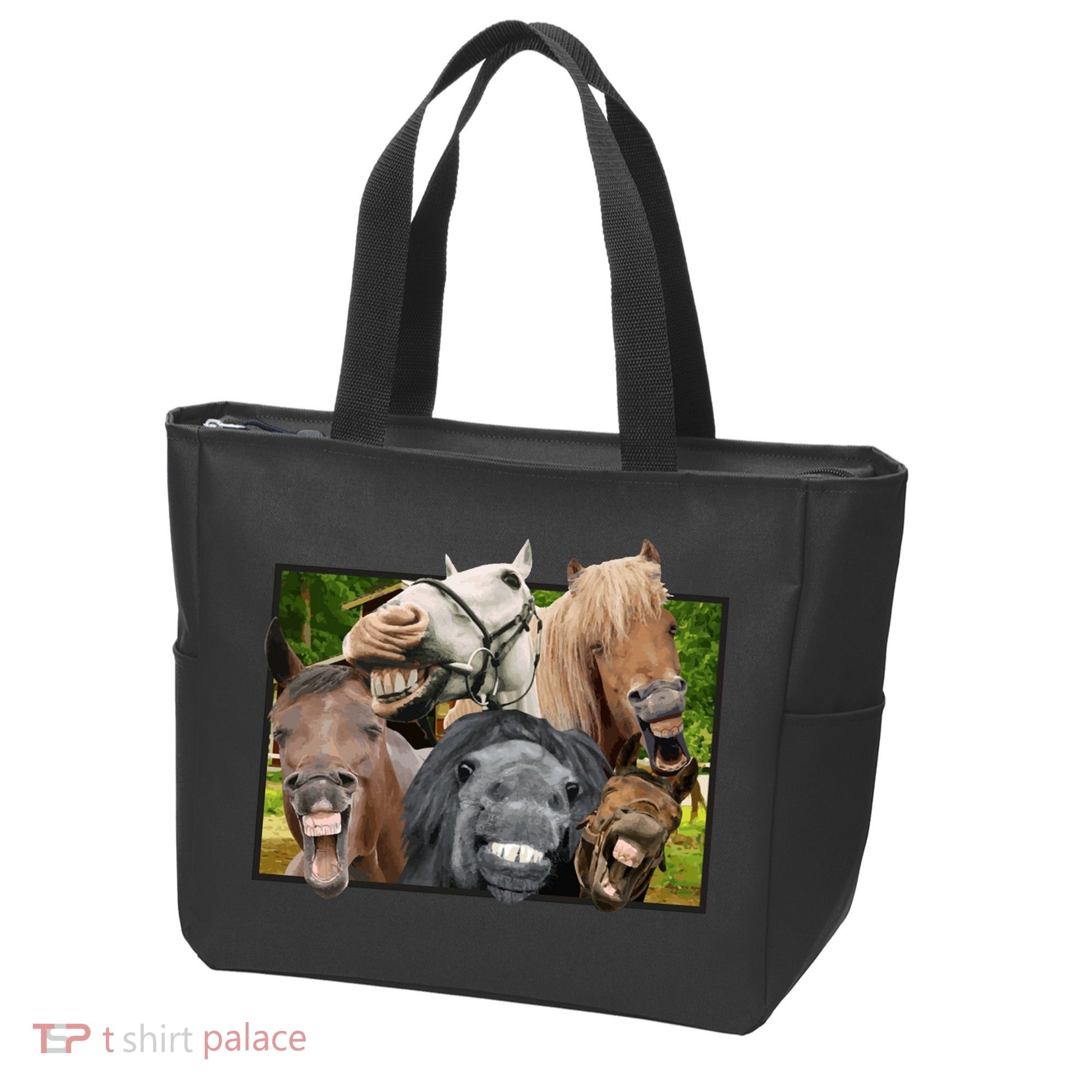 Horses Selfie Funny Tote Bag