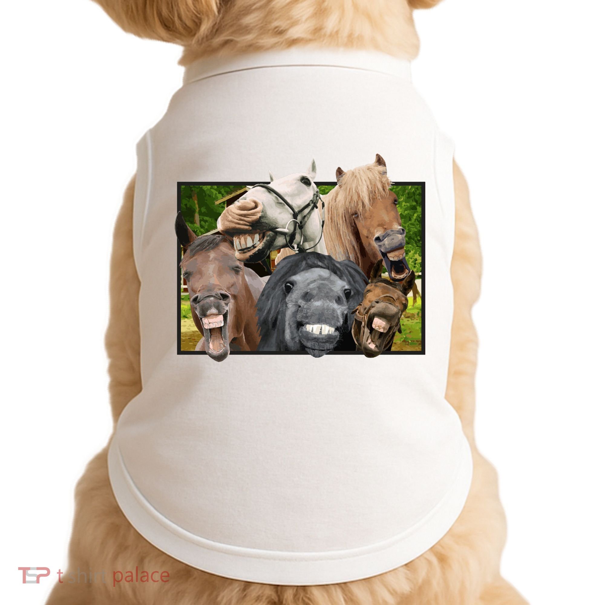 Horses Selfie Funny Doggie Tank