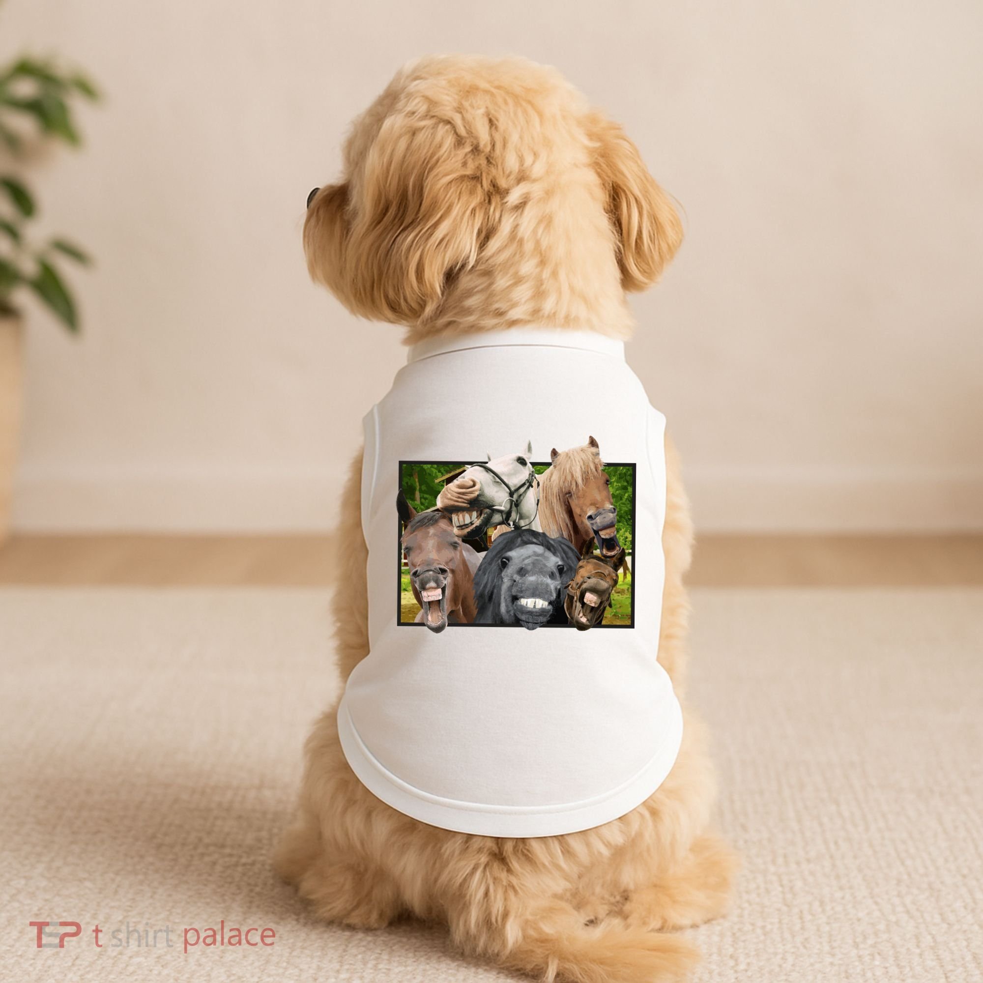 Horses Selfie Funny Doggie Tank