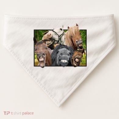 Horses Selfie Funny USA-Made Doggie Bandana