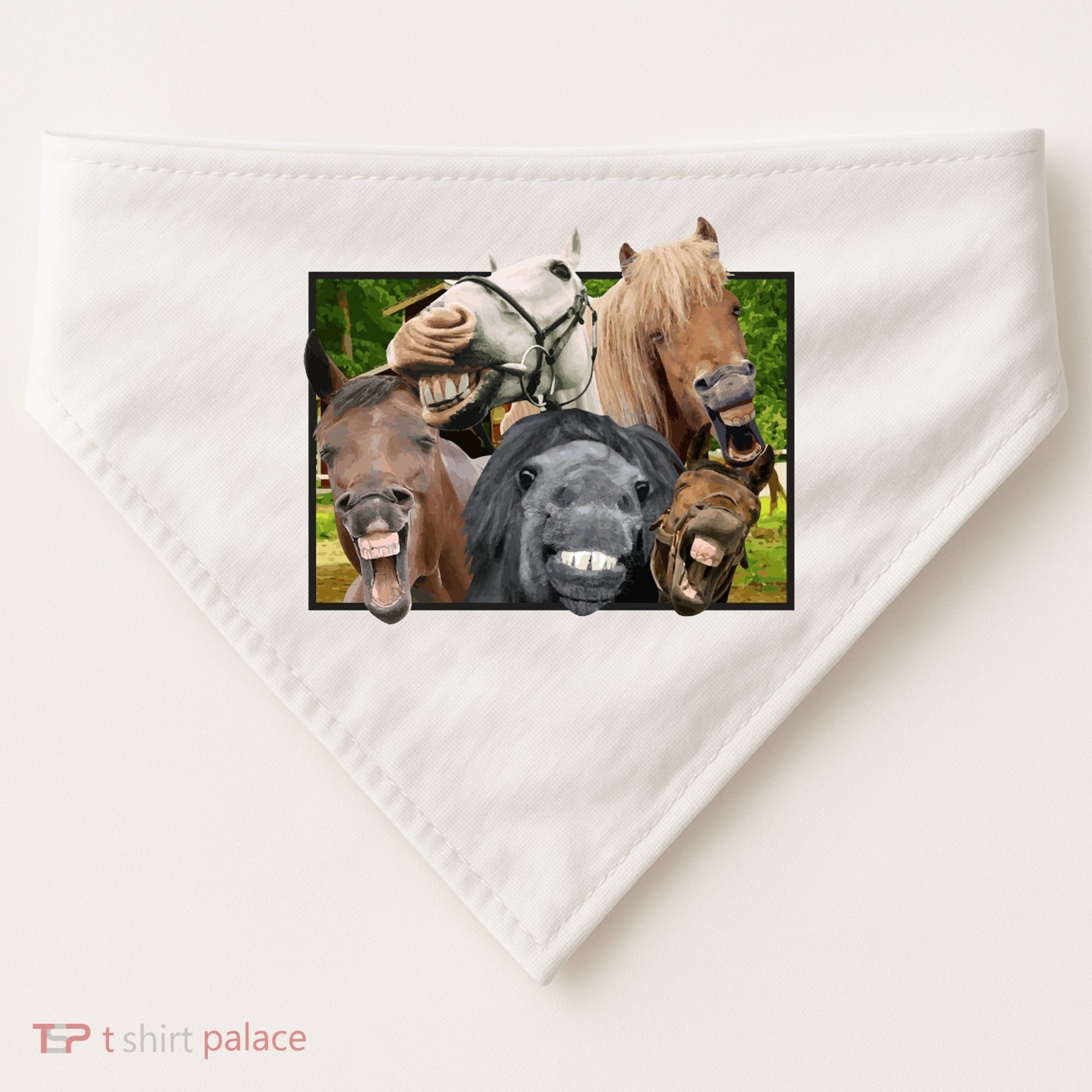 Horses Selfie Funny USA-Made Doggie Bandana
