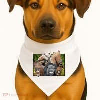Horses Selfie Funny USA-Made Doggie Bandana thumb 1