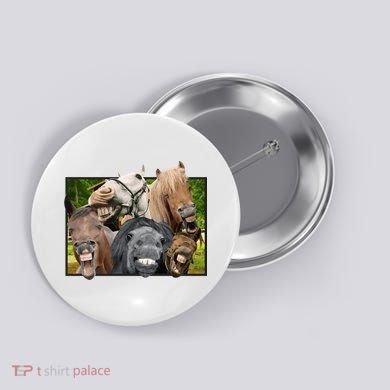 Horses Selfie Funny Button