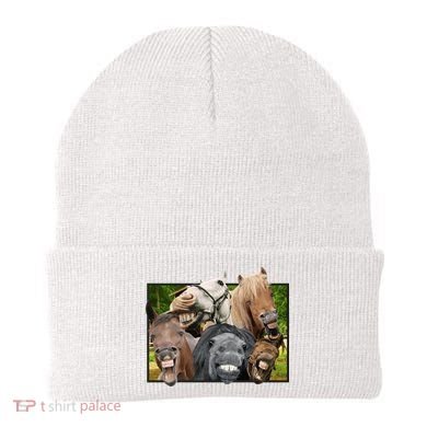 Horses Selfie Funny Beanie