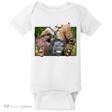 Horses Selfie Funny Baby Bodysuit