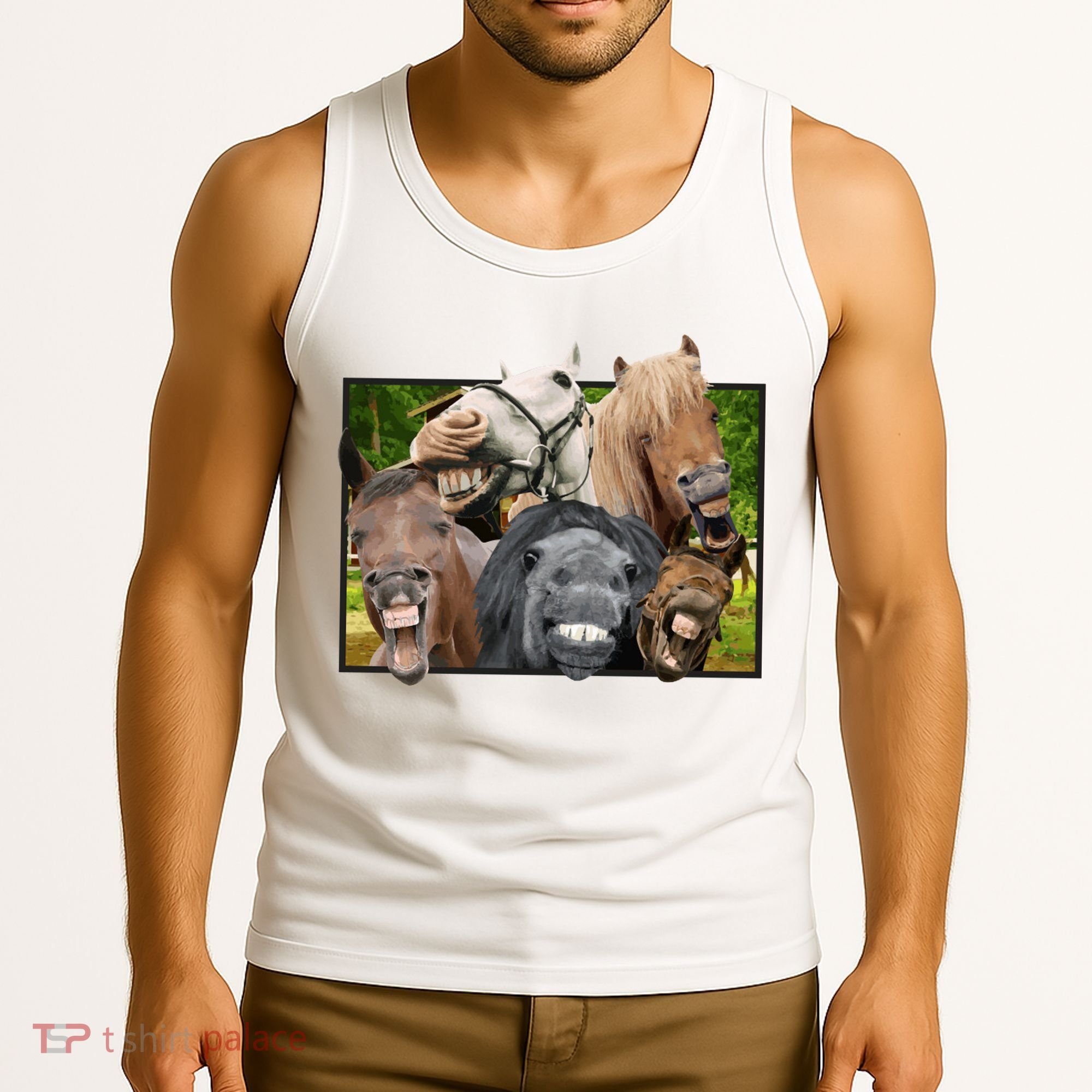 Horses Selfie Funny Tank Top