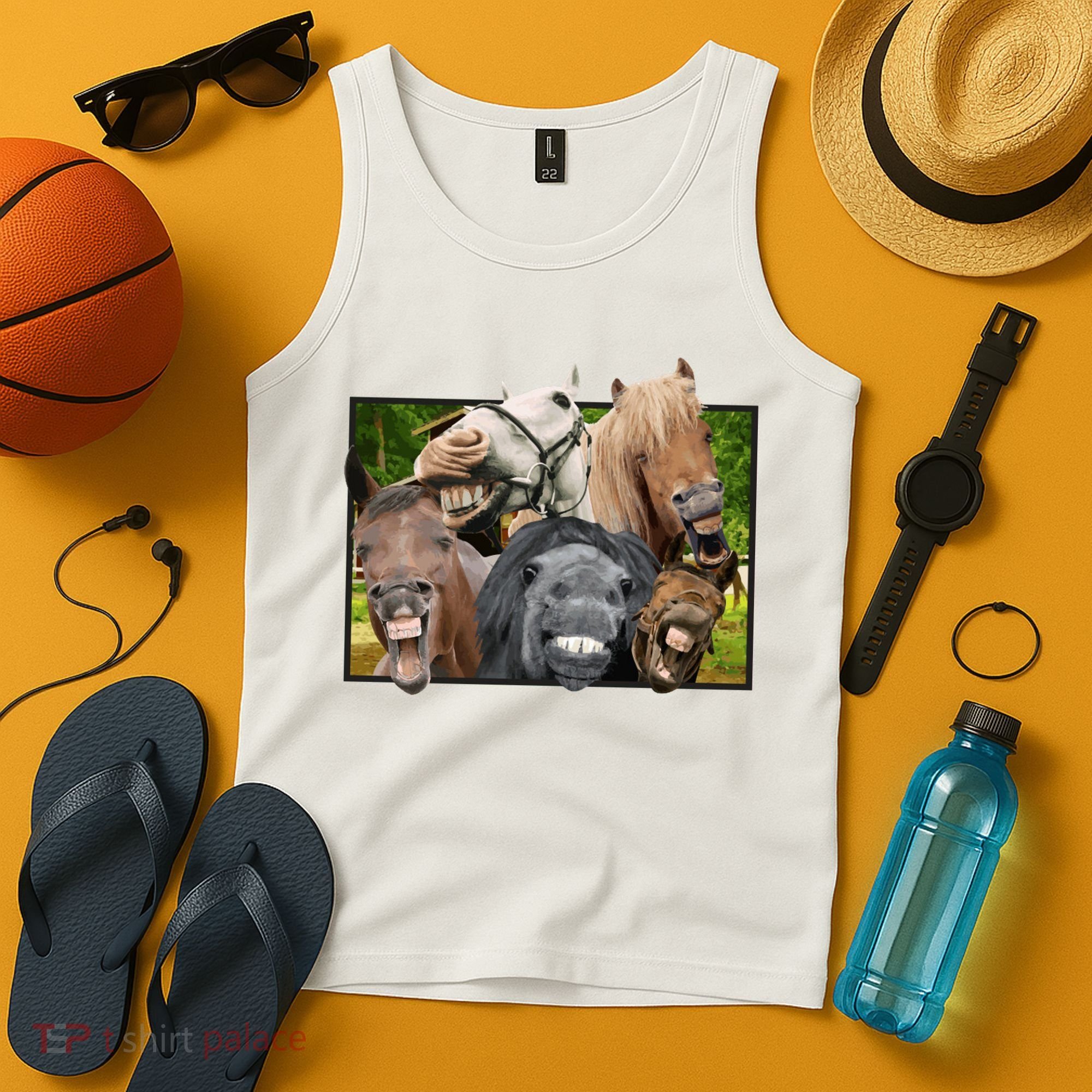 Horses Selfie Funny Tank Top