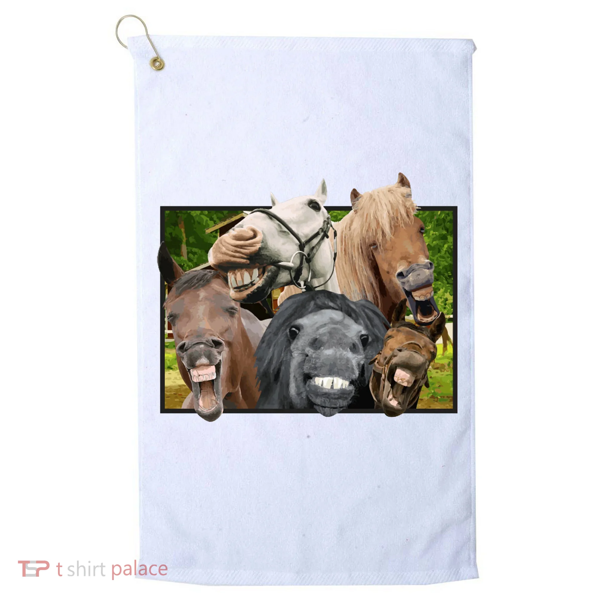 Horses Selfie Funny Golf Towel