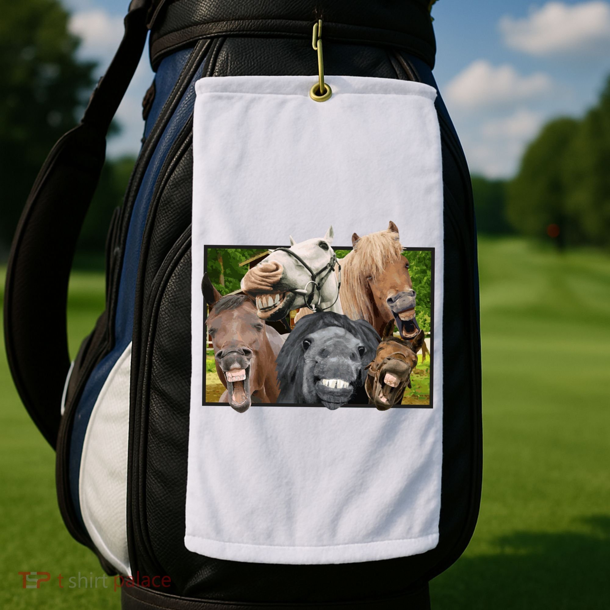 Horses Selfie Funny Golf Towel