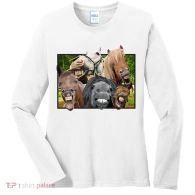 Horses Selfie Funny Women's Long Sleeve Shirt
