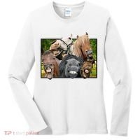 Horses Selfie Funny Women's Long Sleeve Shirt thumb 0