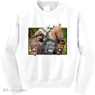 Horses Selfie Funny Kids Sweatshirt