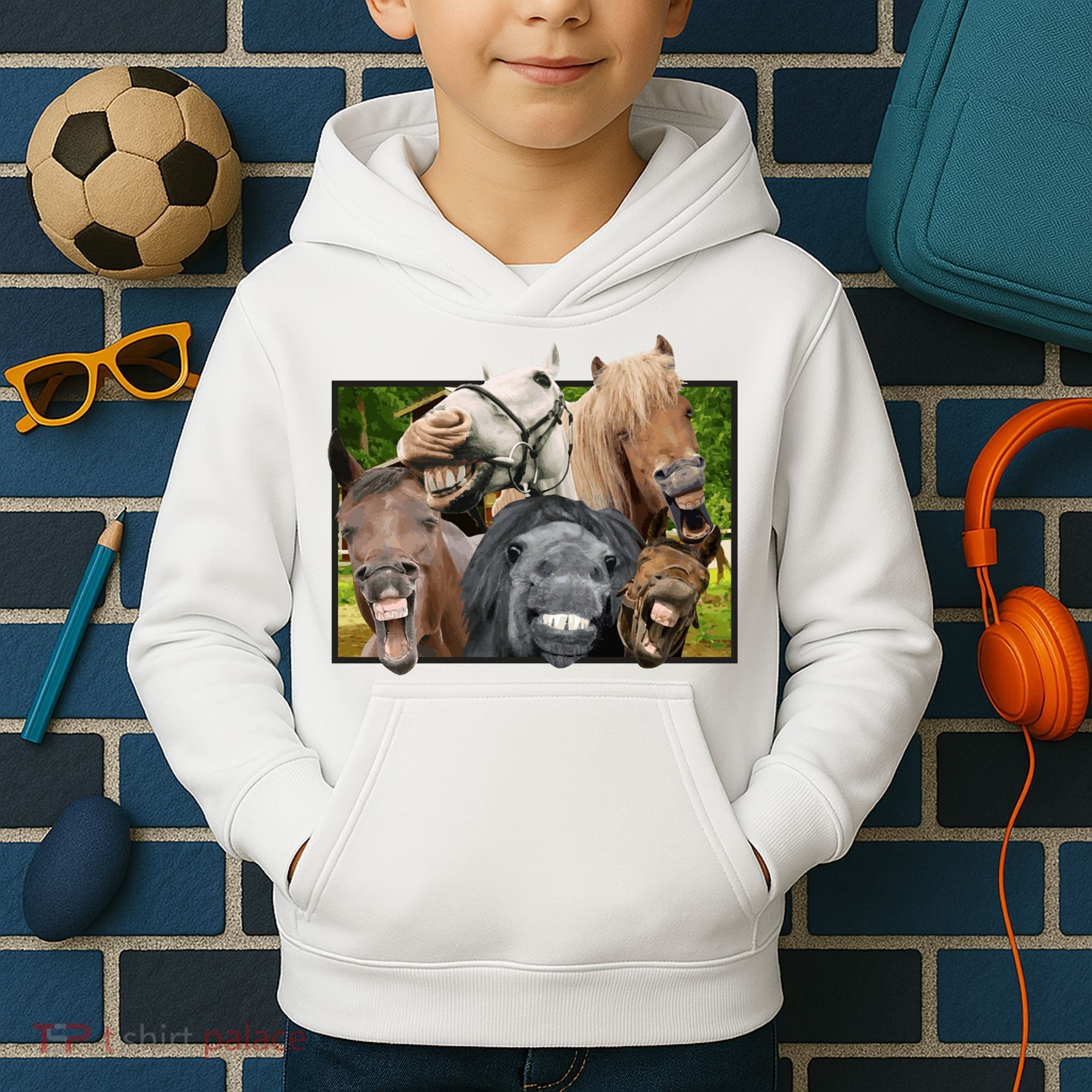 Horses Selfie Funny Kids Hoodie