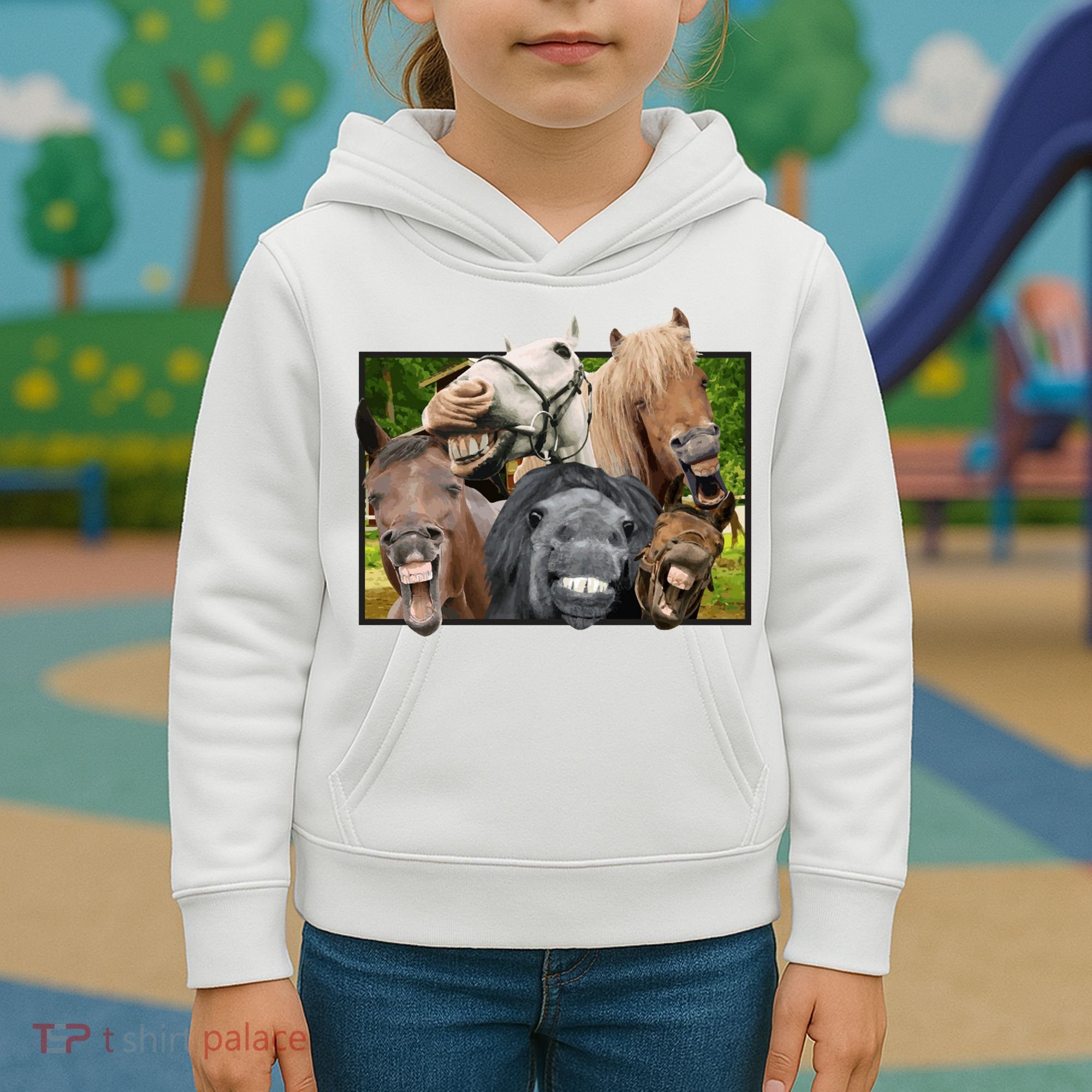 Horses Selfie Funny Kids Hoodie