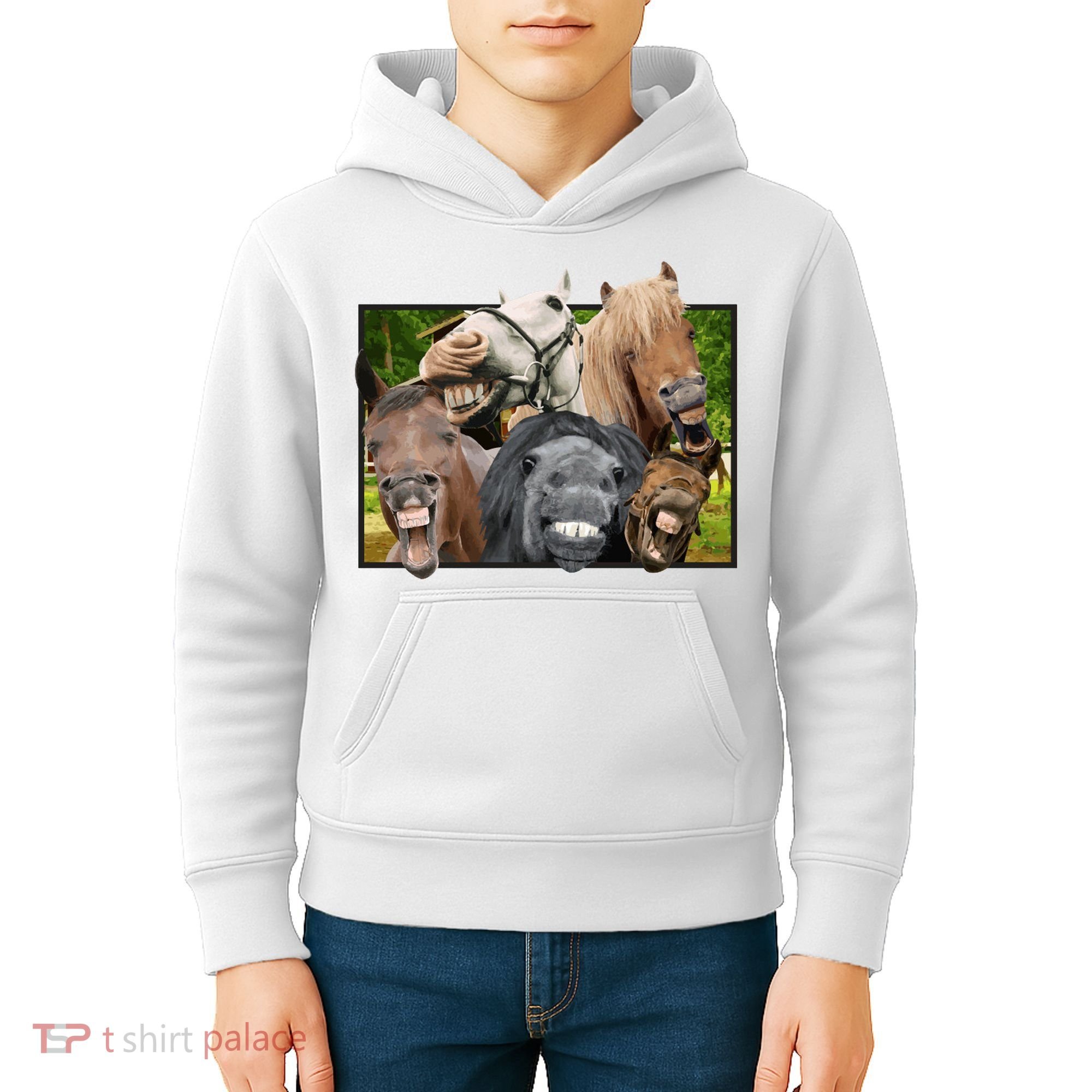 Horses Selfie Funny Kids Hoodie