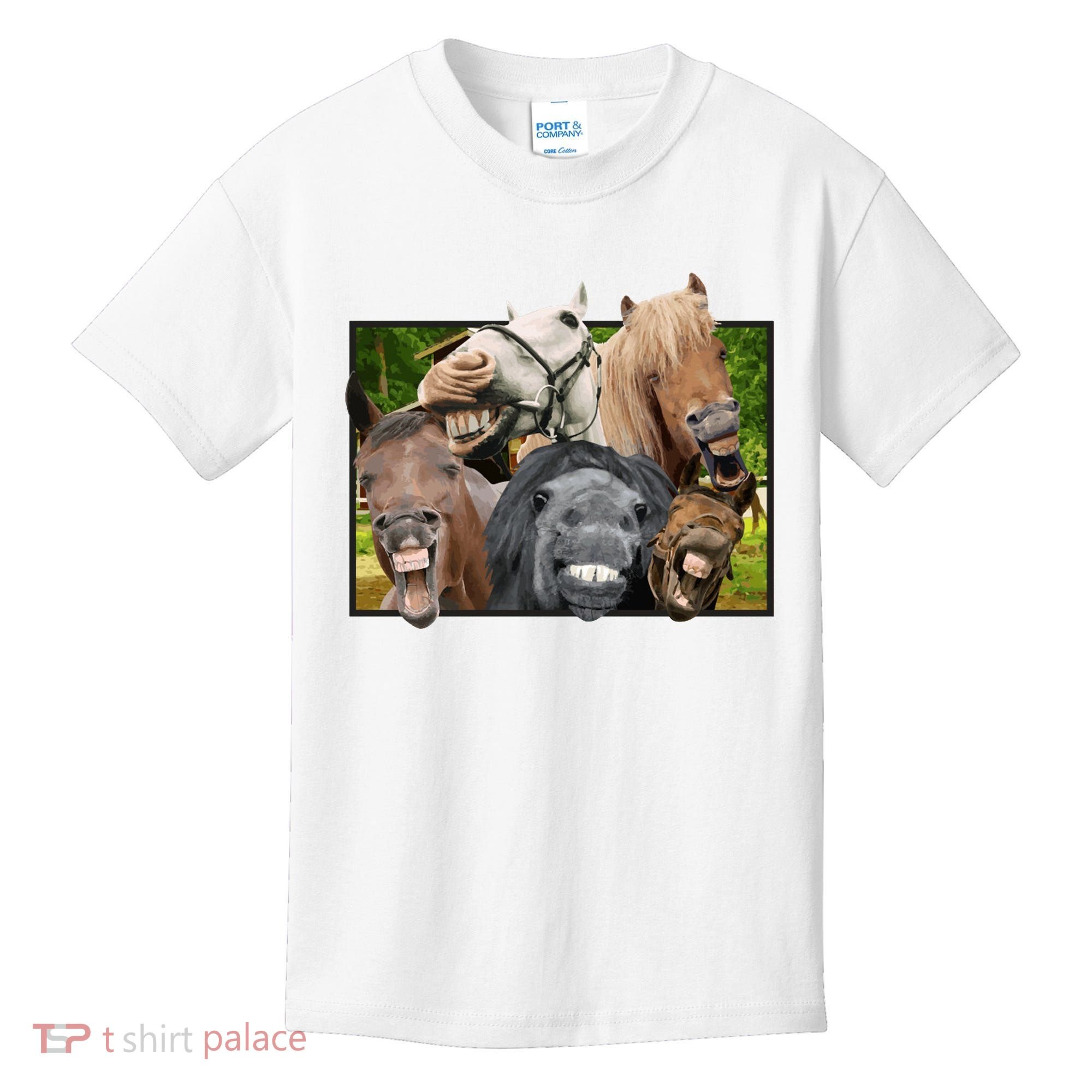 Horses Selfie Funny Kids T-Shirt