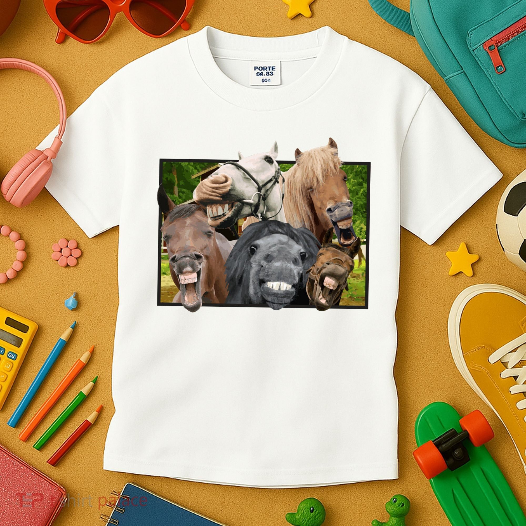 Horses Selfie Funny Kids T-Shirt