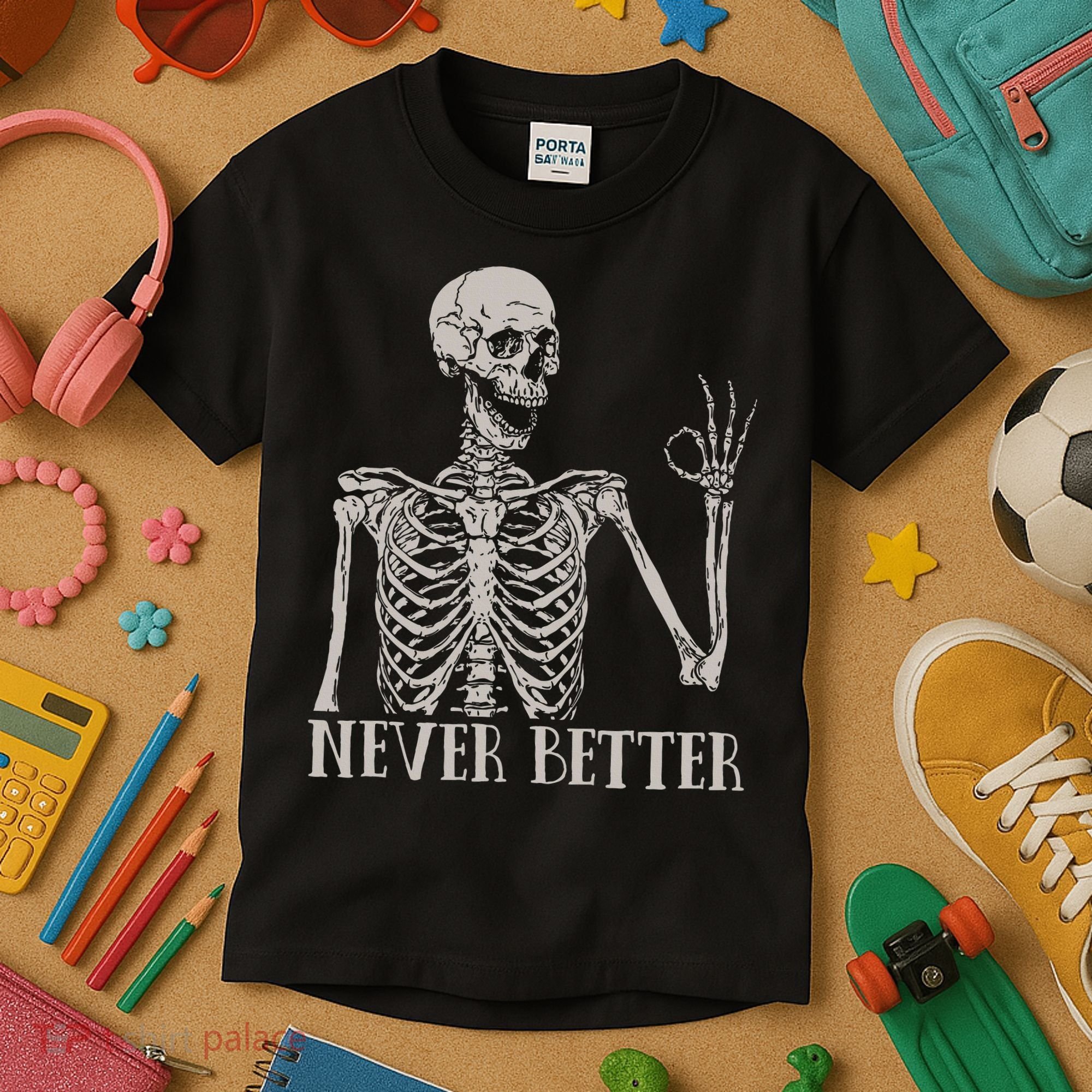 Halloween S For Women Never Better Skeleton Funny Skull Kids T-Shirt