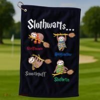 Harry Slothwarts Funny Birthday Gift Sloth Golf Towel thumb 1