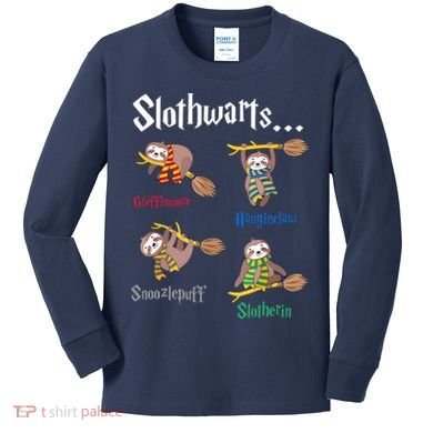 Harry Slothwarts Funny Birthday Gift Sloth Kids Long Sleeve Shirt