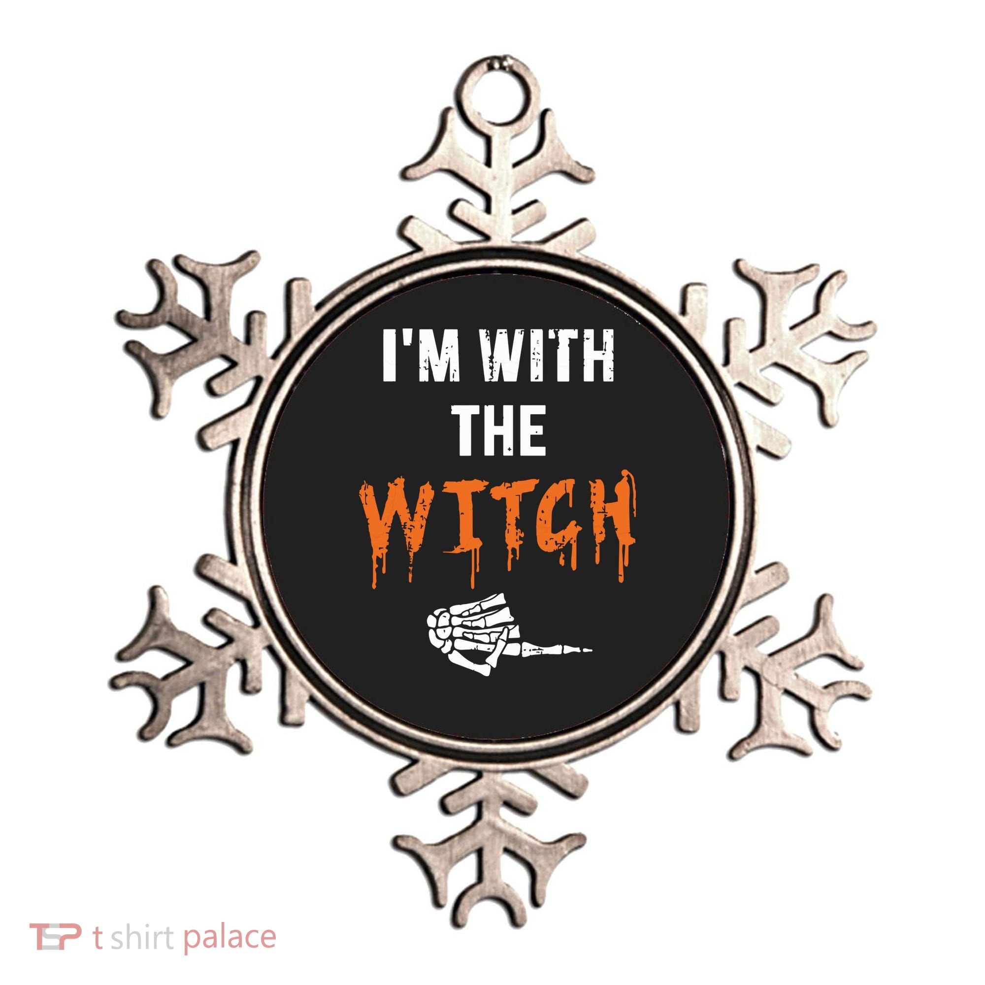 Halloween Shirt For Husbands I'm With The Witch She Be Crazy Ornament