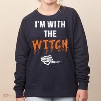 Halloween Shirt For Husbands I'm With The Witch She Be Crazy Women's Sweatshirt thumb 0
