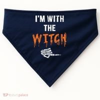 Halloween Shirt For Husbands I'm With The Witch She Be Crazy USA-Made Doggie Bandana thumb 0