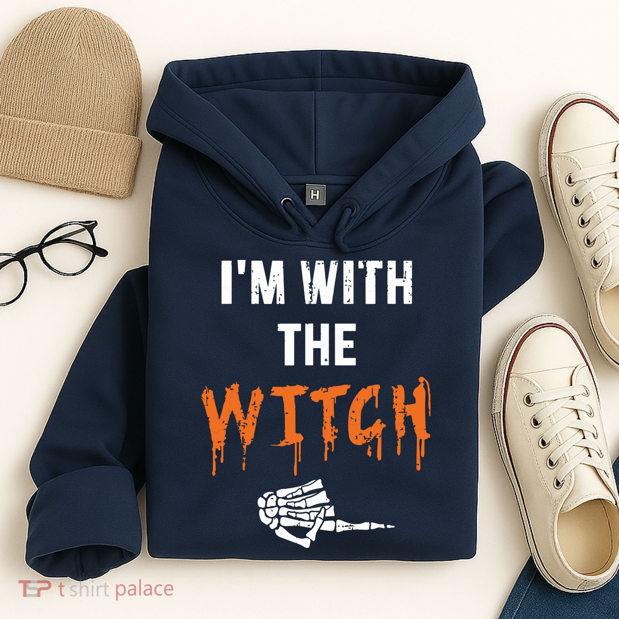Halloween Shirt For Husbands I'm With The Witch She Be Crazy Hoodie