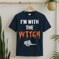 Halloween Shirt For Husbands I'm With The Witch She Be Crazy T-Shirt thumb 2