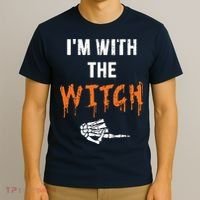 Halloween Shirt For Husbands I'm With The Witch She Be Crazy T-Shirt thumb 3