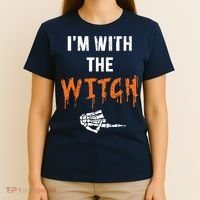 Halloween Shirt For Husbands I'm With The Witch She Be Crazy T-Shirt thumb 4