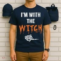 Halloween Shirt For Husbands I'm With The Witch She Be Crazy T-Shirt thumb 6