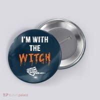 Halloween Shirt For Husbands I'm With The Witch She Be Crazy Button thumb 0