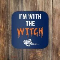 Halloween Shirt For Husbands I'm With The Witch She Be Crazy Coaster thumb 0