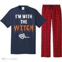 Halloween Shirt For Husbands I'm With The Witch She Be Crazy Pajama Set thumb 0