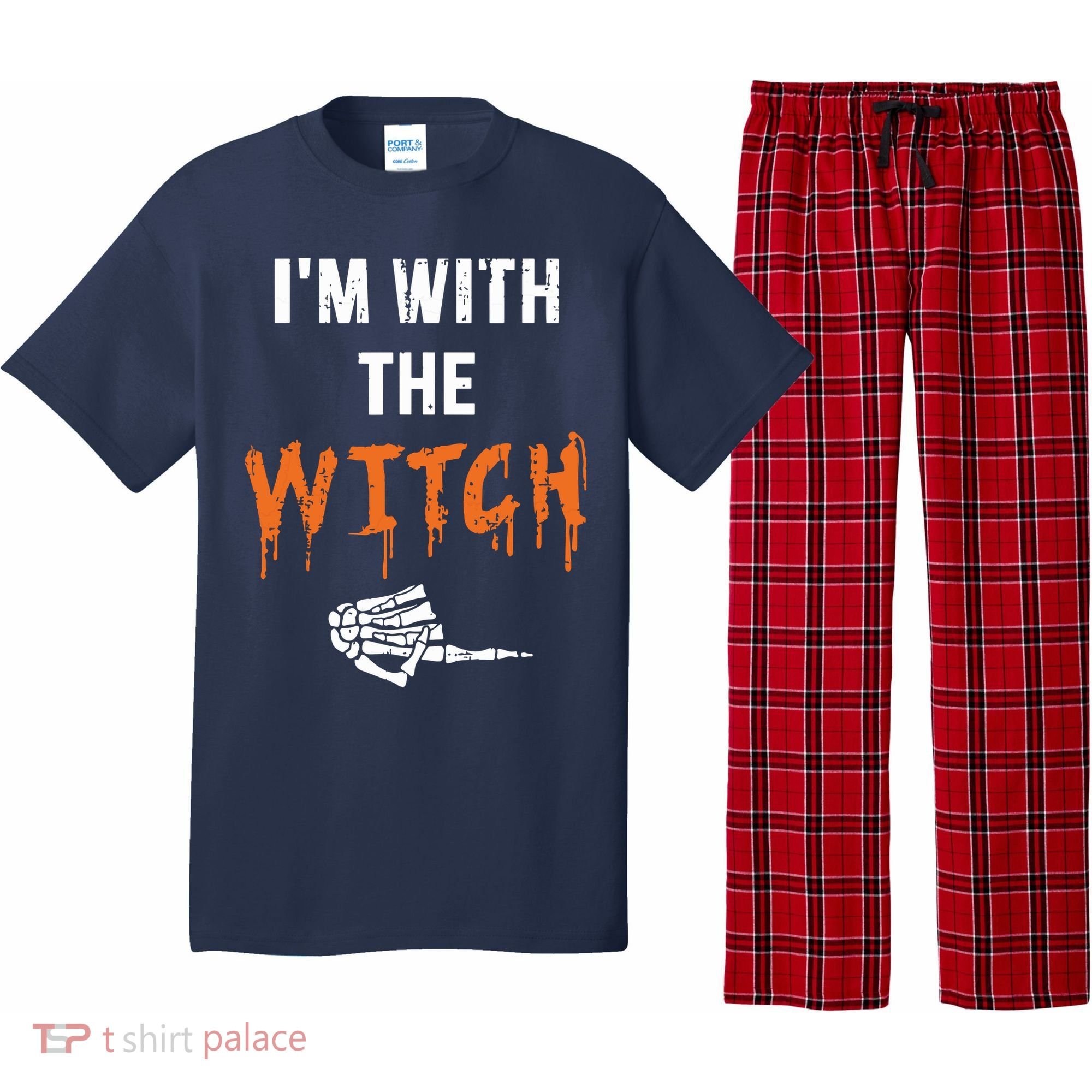 Halloween Shirt For Husbands I'm With The Witch She Be Crazy Pajama Set