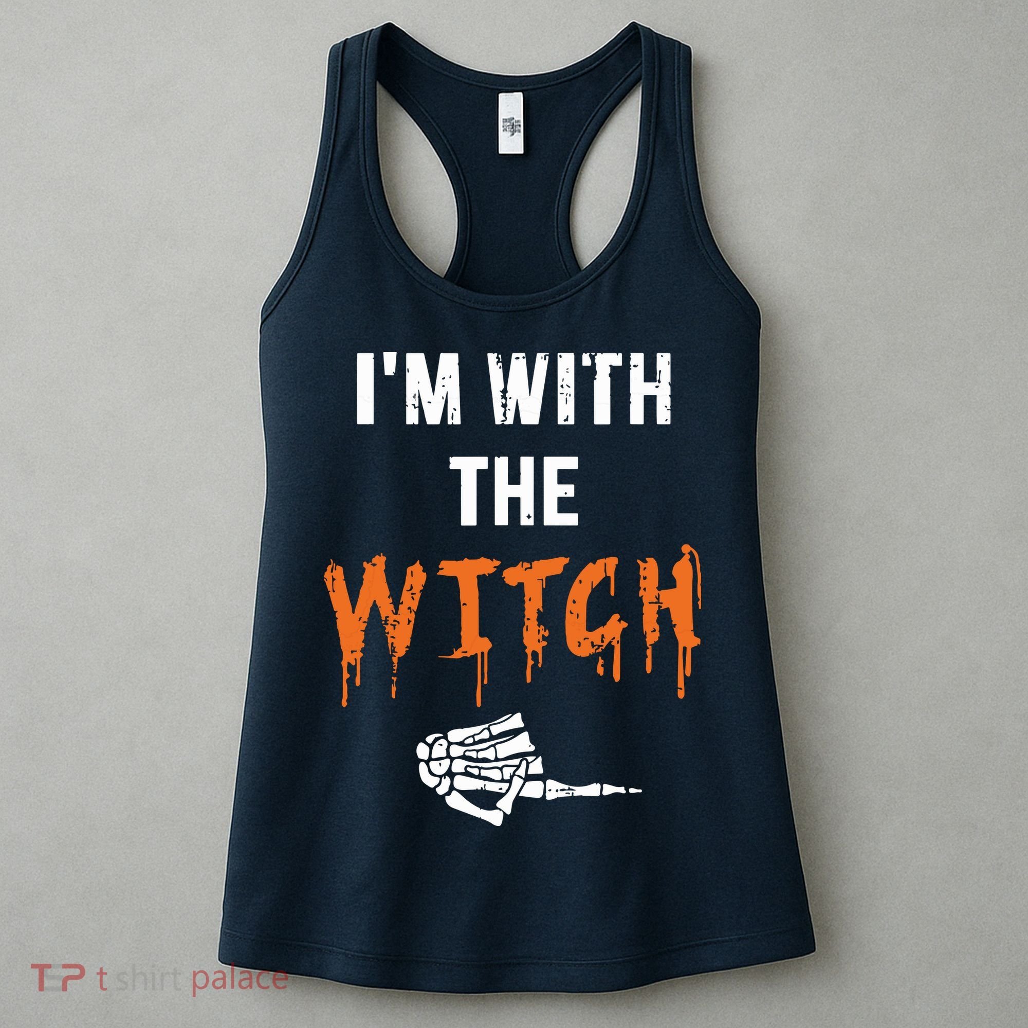 Halloween Shirt For Husbands I'm With The Witch She Be Crazy Women's Tank Top