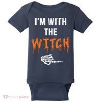 Halloween Shirt For Husbands I'm With The Witch She Be Crazy Baby Bodysuit thumb 0
