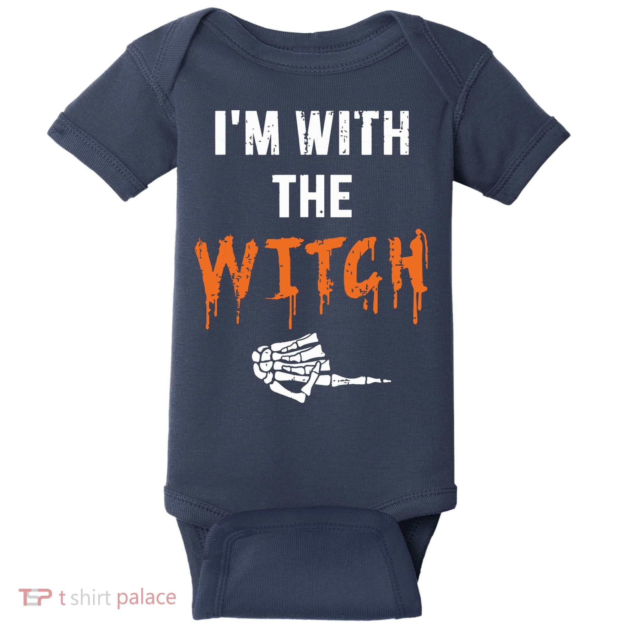 Halloween Shirt For Husbands I'm With The Witch She Be Crazy Baby Bodysuit