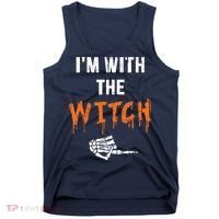 Halloween Shirt For Husbands I'm With The Witch She Be Crazy Tank Top thumb 0