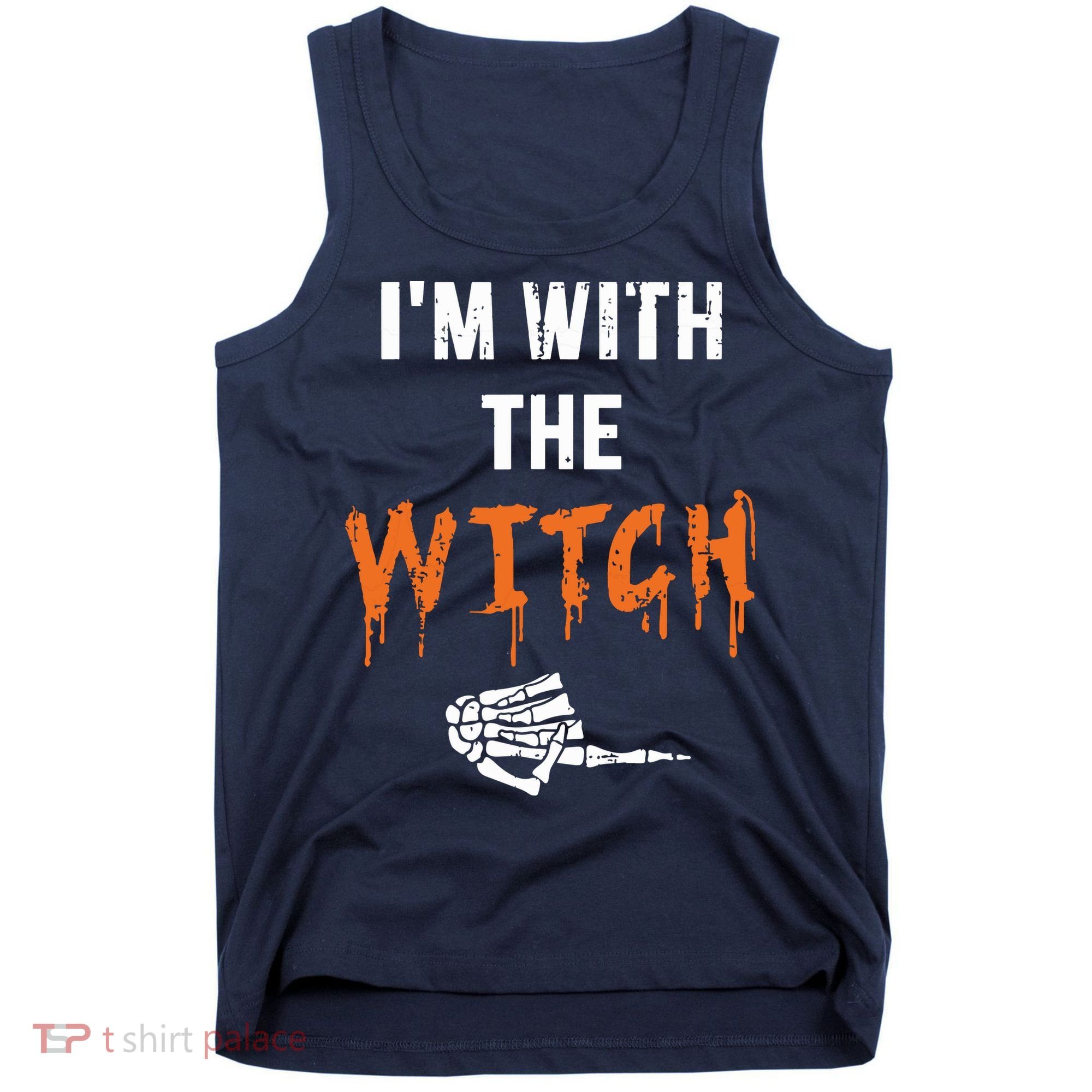 Halloween Shirt For Husbands I'm With The Witch She Be Crazy Tank Top