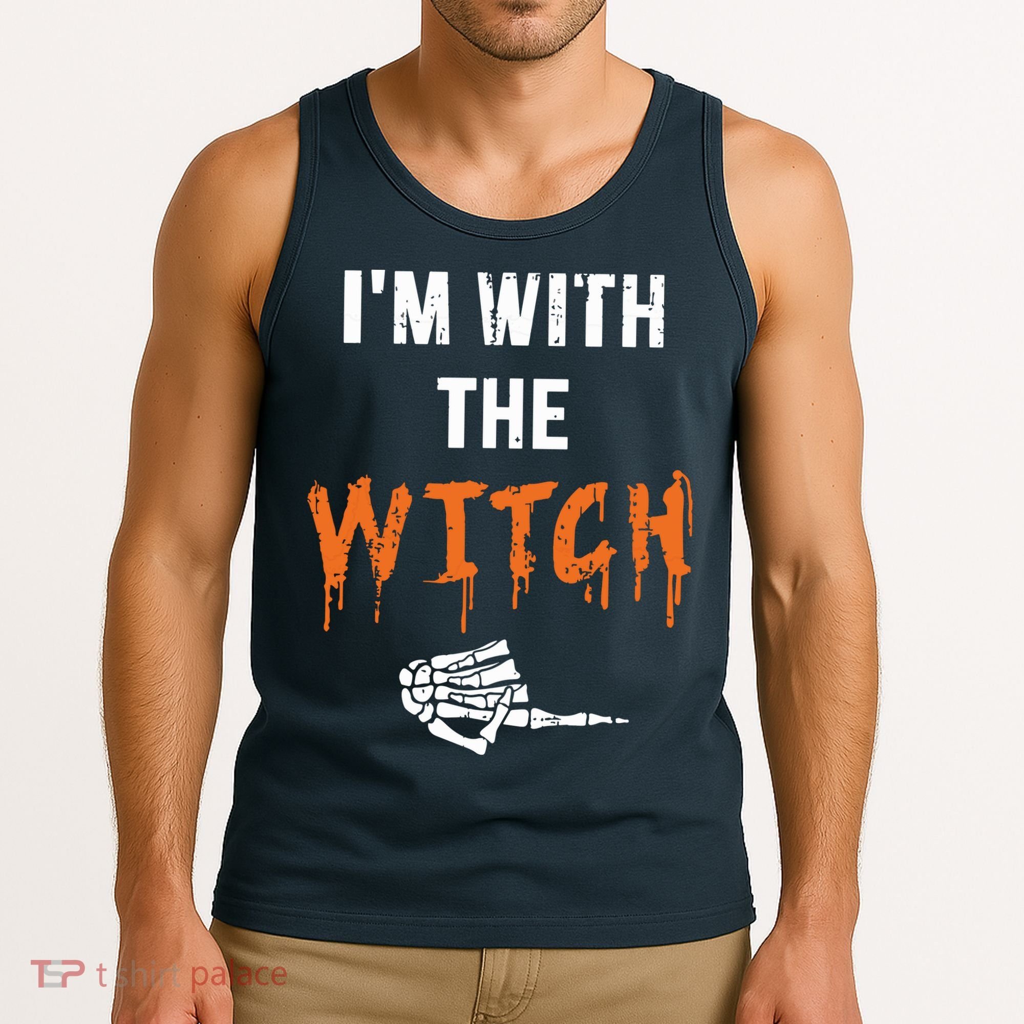Halloween Shirt For Husbands I'm With The Witch She Be Crazy Tank Top