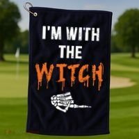 Halloween Shirt For Husbands I'm With The Witch She Be Crazy Golf Towel thumb 1