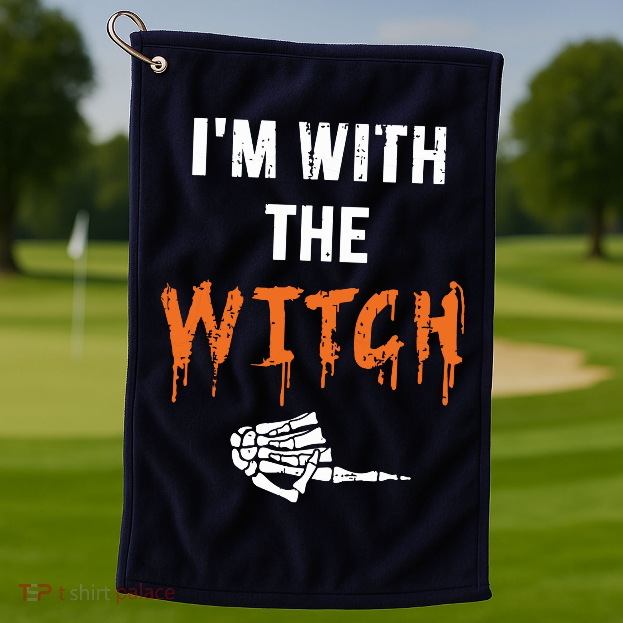 Halloween Shirt For Husbands I'm With The Witch She Be Crazy Golf Towel