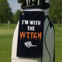 Halloween Shirt For Husbands I'm With The Witch She Be Crazy Golf Towel thumb 2