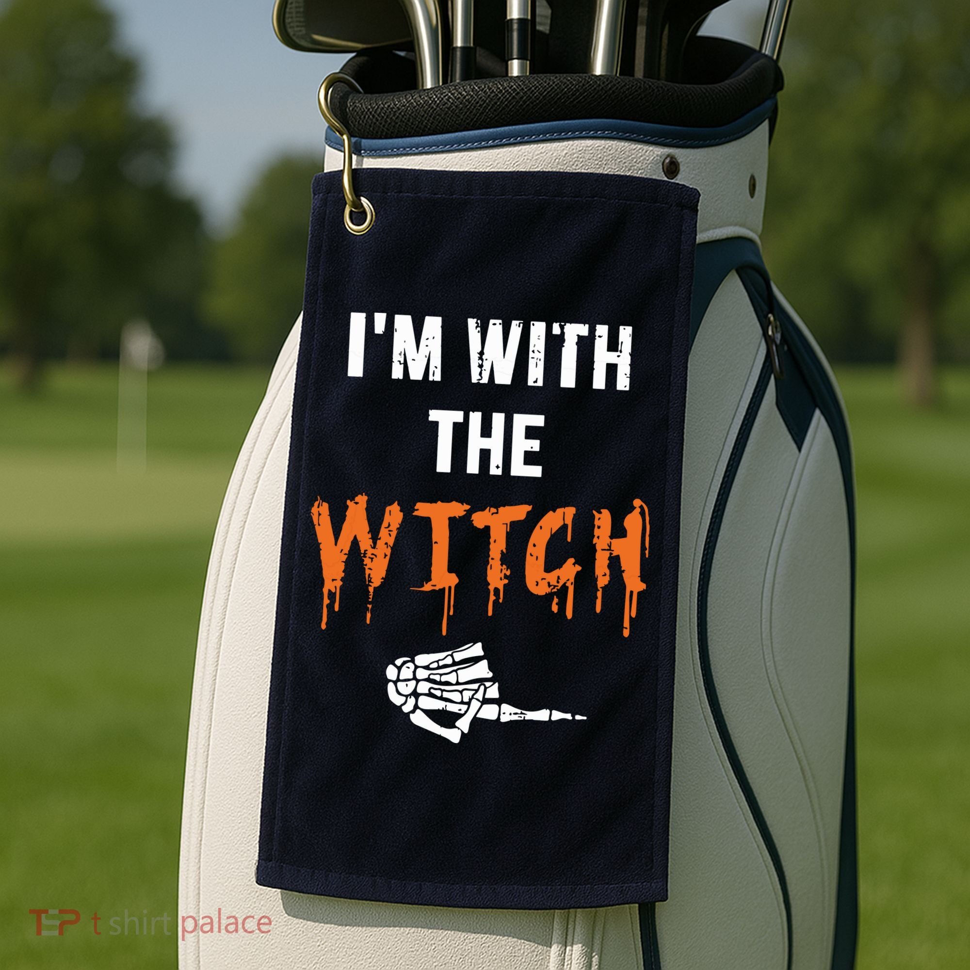 Halloween Shirt For Husbands I'm With The Witch She Be Crazy Golf Towel