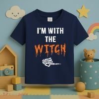 Halloween Shirt For Husbands I'm With The Witch She Be Crazy Toddler T-Shirt thumb 3