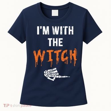 Halloween Shirt For Husbands I'm With The Witch She Be Crazy Women's T-Shirt