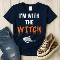 Halloween Shirt For Husbands I'm With The Witch She Be Crazy Women's T-Shirt thumb 3